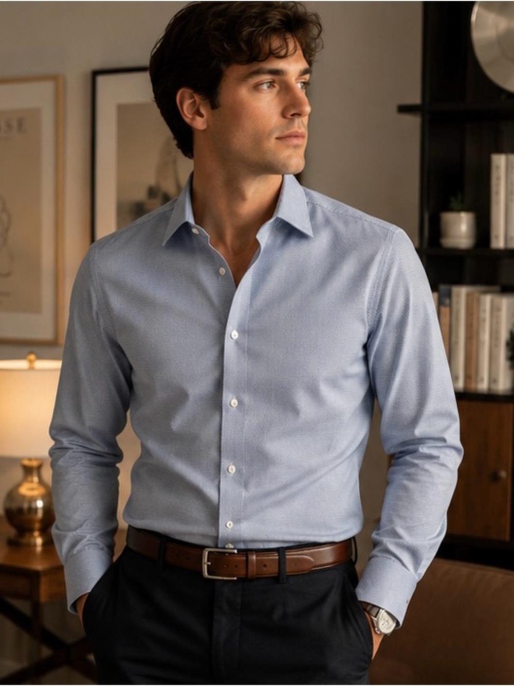 Brooks Brothers Regent Fit Non-Iron Dress Shirt | Blue Cotton | 15.5 32/33